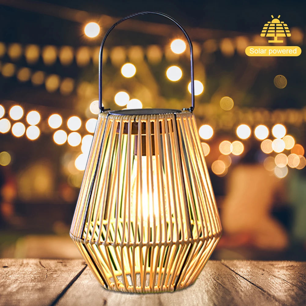 Large Rattan Solar Lantern Waterproof