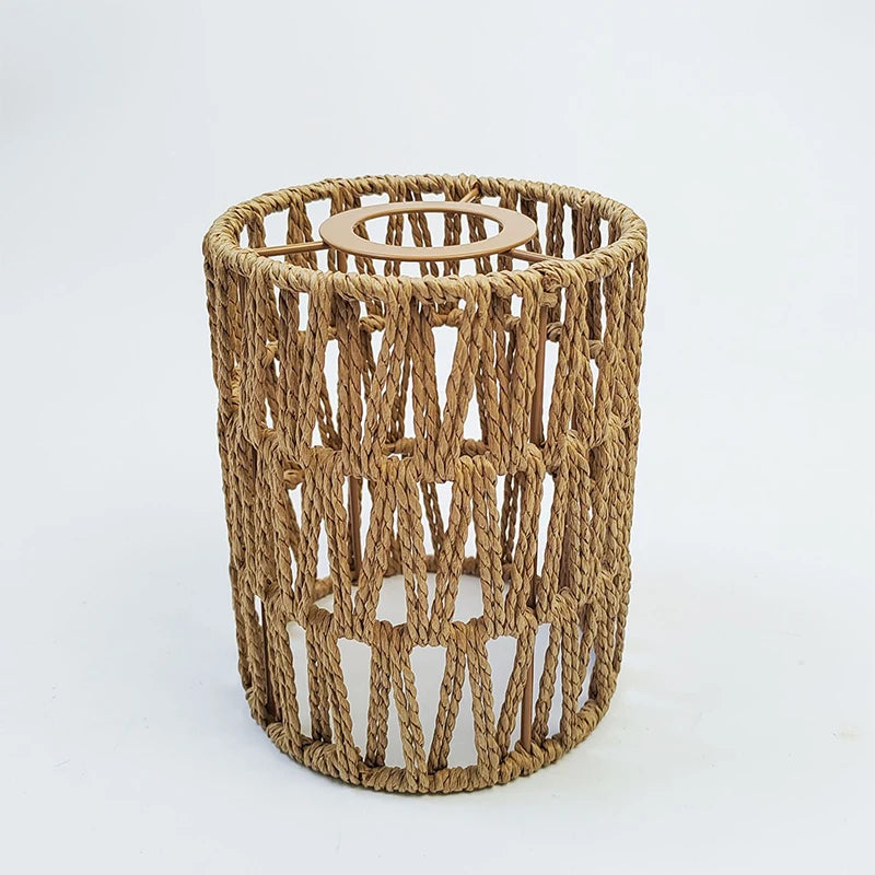 Boho Handwoven Rattan Pendant Lampshade – 11.5×15 cm | Bohemian Decor