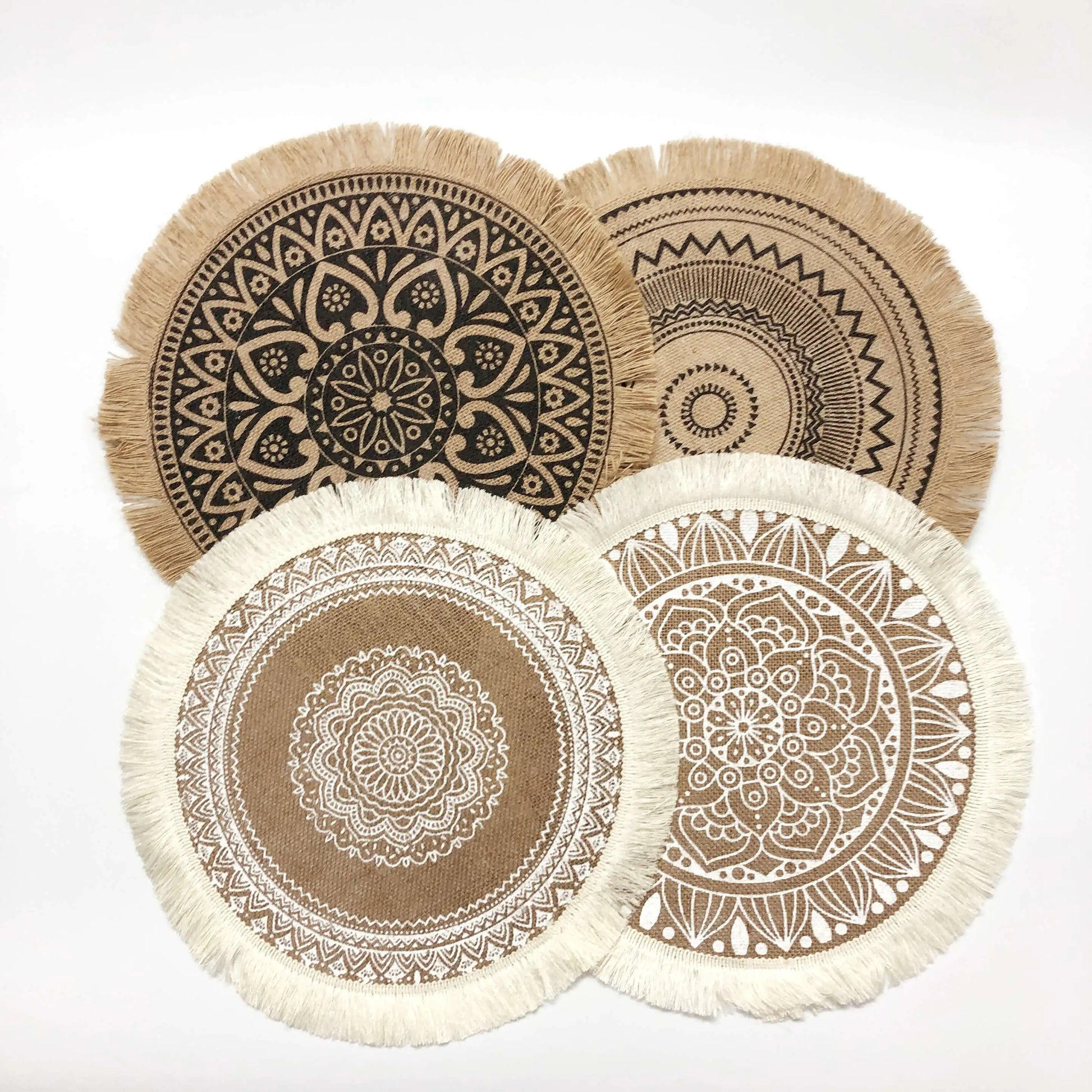 Boho Jute Placemats – 4- or 6-Piece Vintage Woven Table & Wall Mats