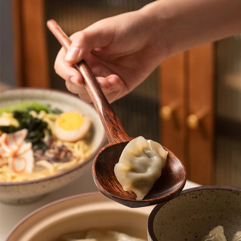 Japanese Ramen Spoon – Long-Handle Wooden Soup Ladle
