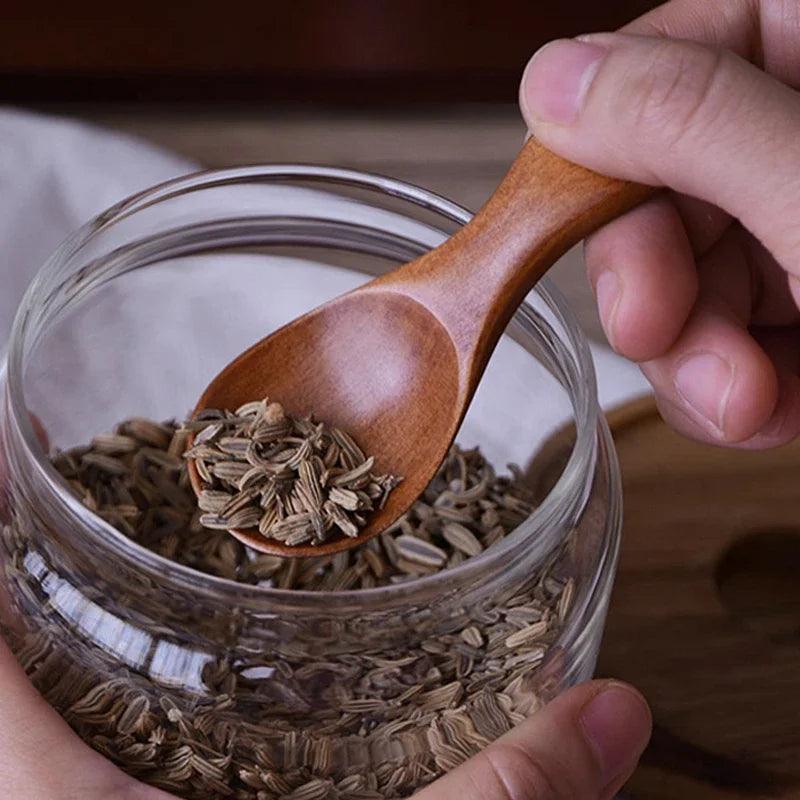 4pc Mini Wooden Spice Spoons – Condiment & Tea Scoops