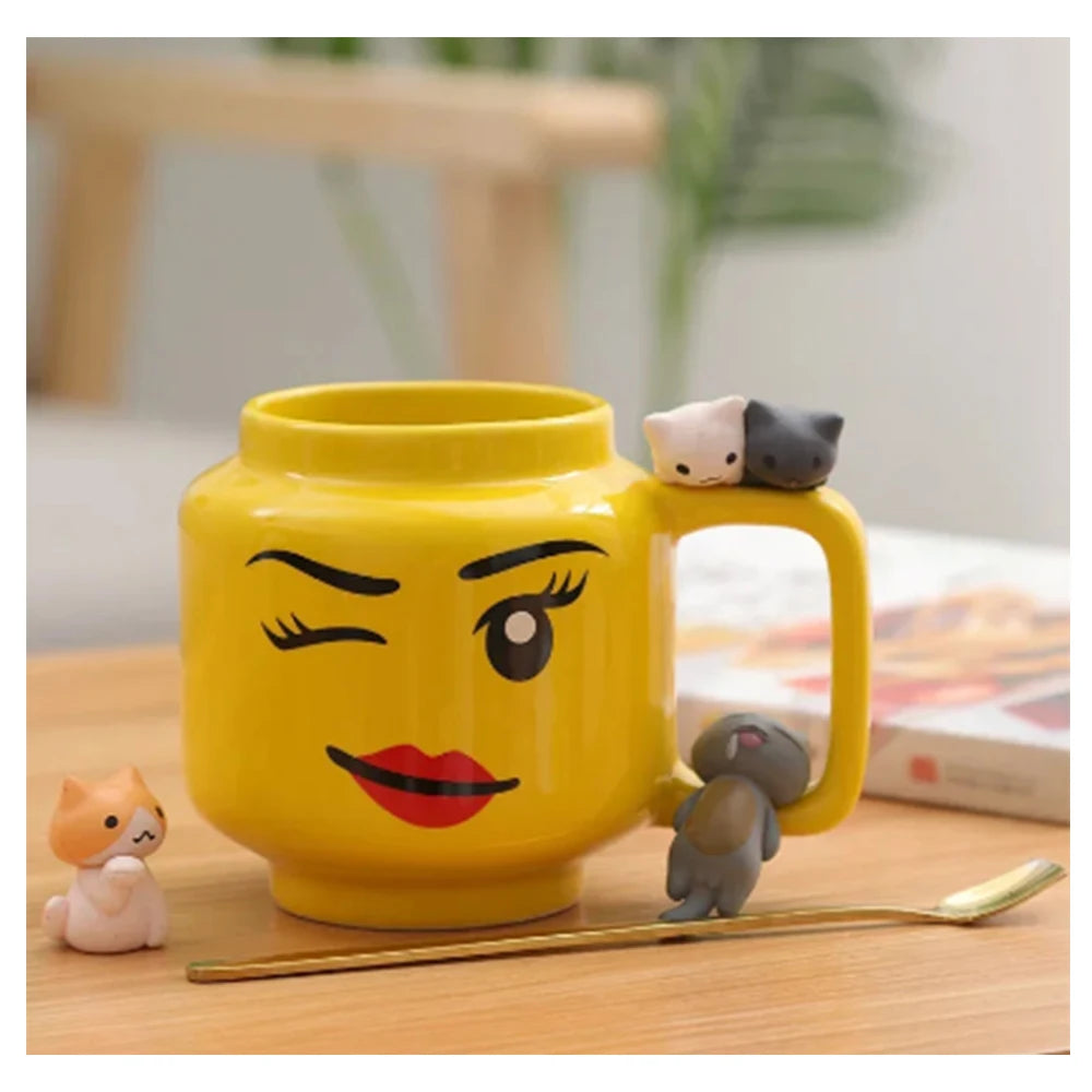 Impish Face Ceramic Mug – 250ML Couple Coffee Cup