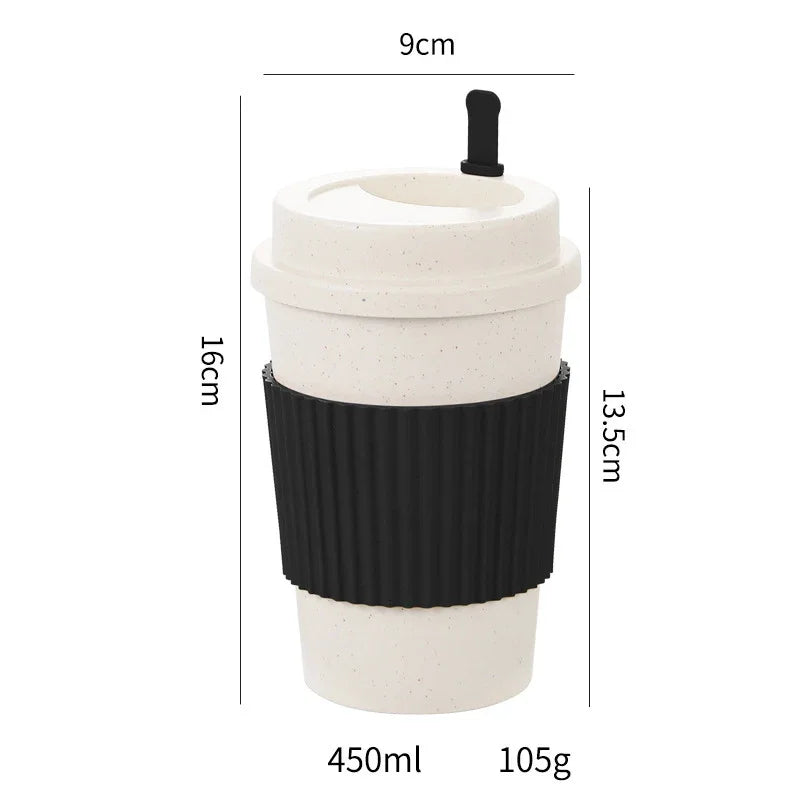 450ML Wheat Straw Travel Mug – Leak-Proof & Dishwasher Safe