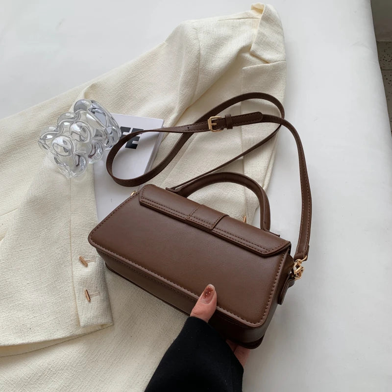 Black PU Leather Shoulder Bag – Vintage Crossbody Purse