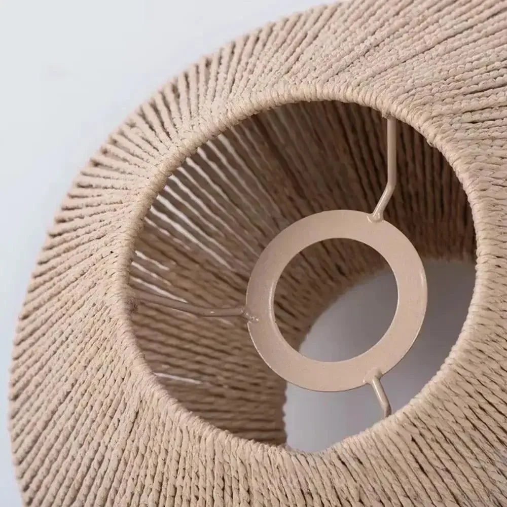 Hand-Woven Paper Rope Rattan Lampshade – Rustic Boho Lighting