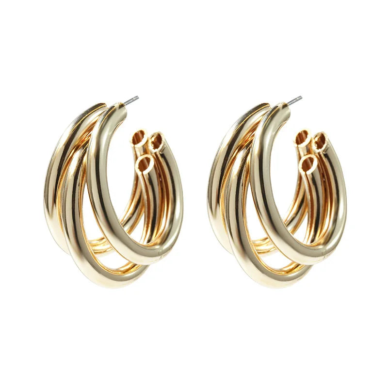 Lavender Purple Stud Earrings – Golden Twisted Art Design for Women