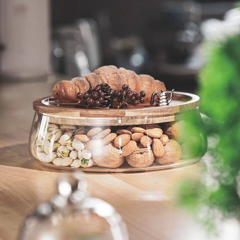 Glass Storage Containers with Wooden Lid – Kitchen Organizer