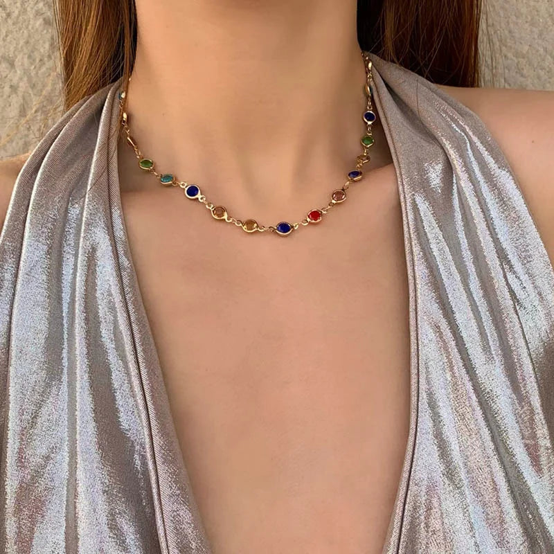 Boho Glass Bead Y-Necklace – Colorful Long Chain for Summer & Festivals