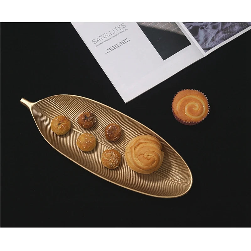 Nordic Gold Leaf Decorative Tray – Small Size