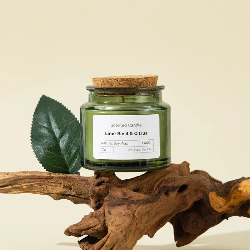 Green Soybean Wax Aromatherapy Candle – Smokeless Glass Cup