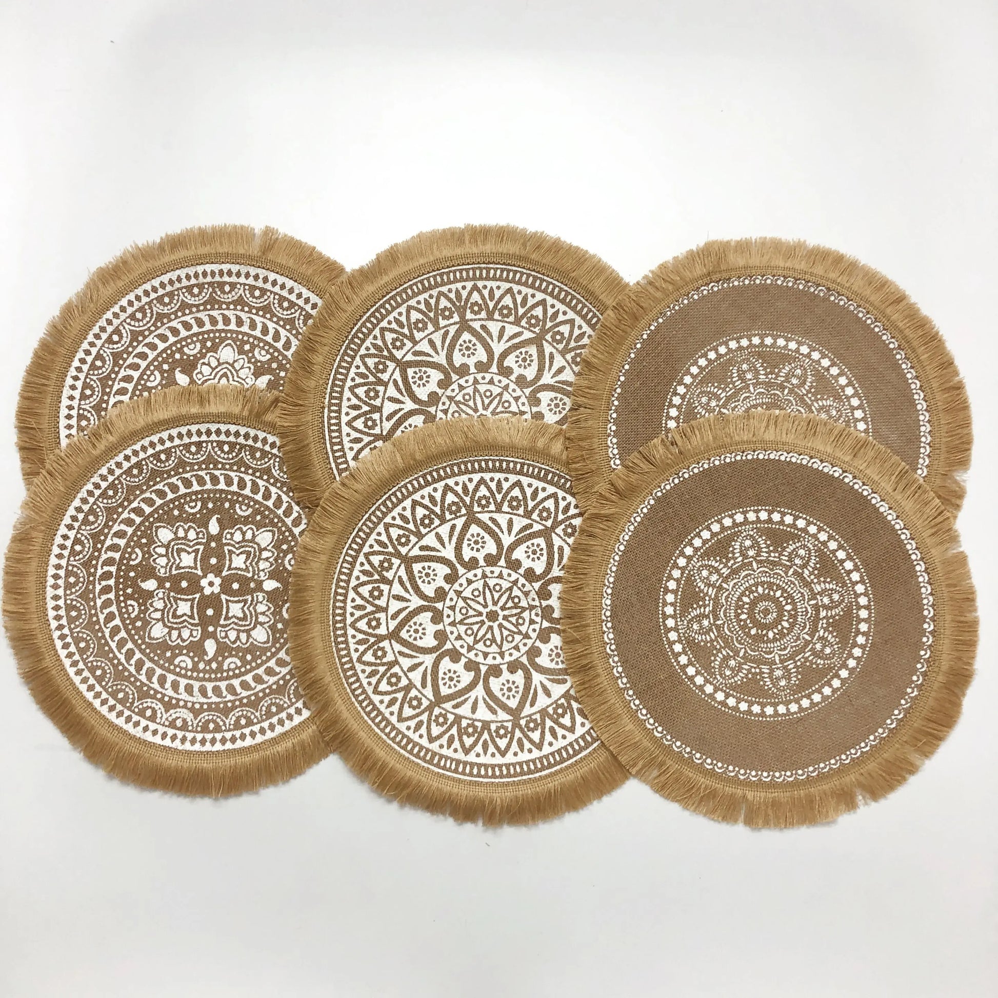 Boho Jute Placemats – 4- or 6-Piece Vintage Woven Table & Wall Mats