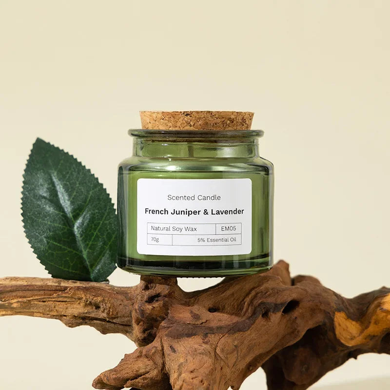 Green Soybean Wax Aromatherapy Candle – Smokeless Glass Cup