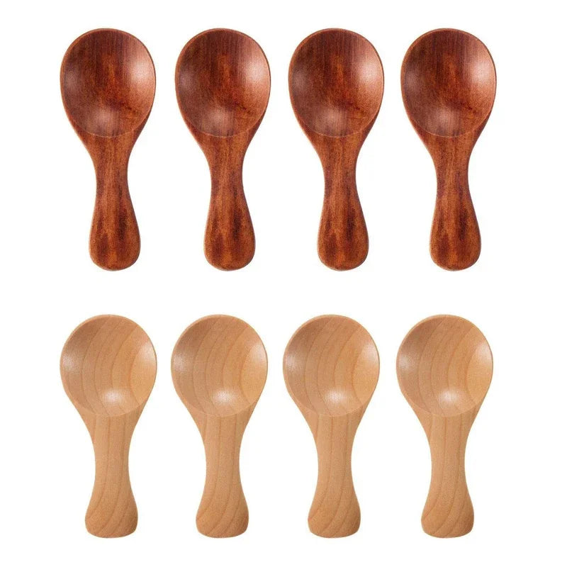 4pc Mini Wooden Spice Spoons – Condiment & Tea Scoops