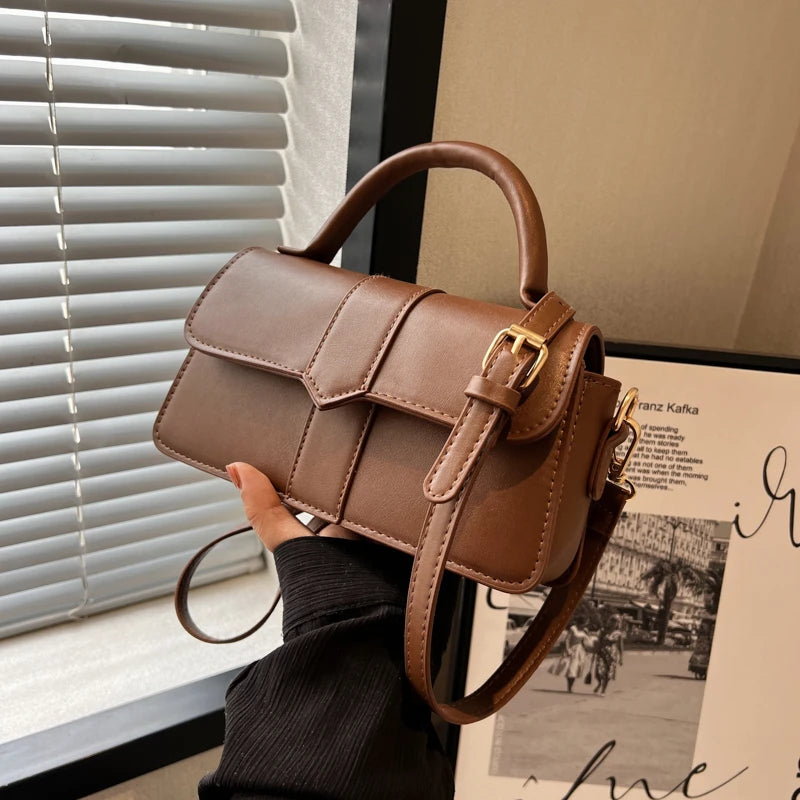 Black PU Leather Shoulder Bag – Vintage Crossbody Purse