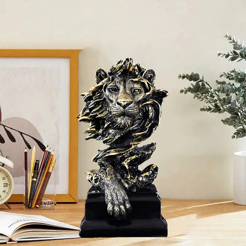 Aesthetic Nordic Resin Lion Statue – Vintage Luxury Home Decor