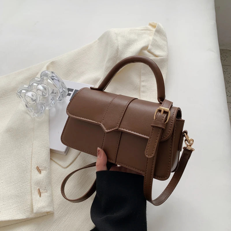 Black PU Leather Shoulder Bag – Vintage Crossbody Purse