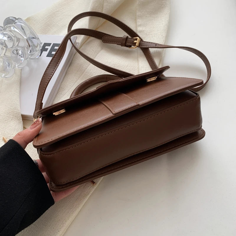 Black PU Leather Shoulder Bag – Vintage Crossbody Purse