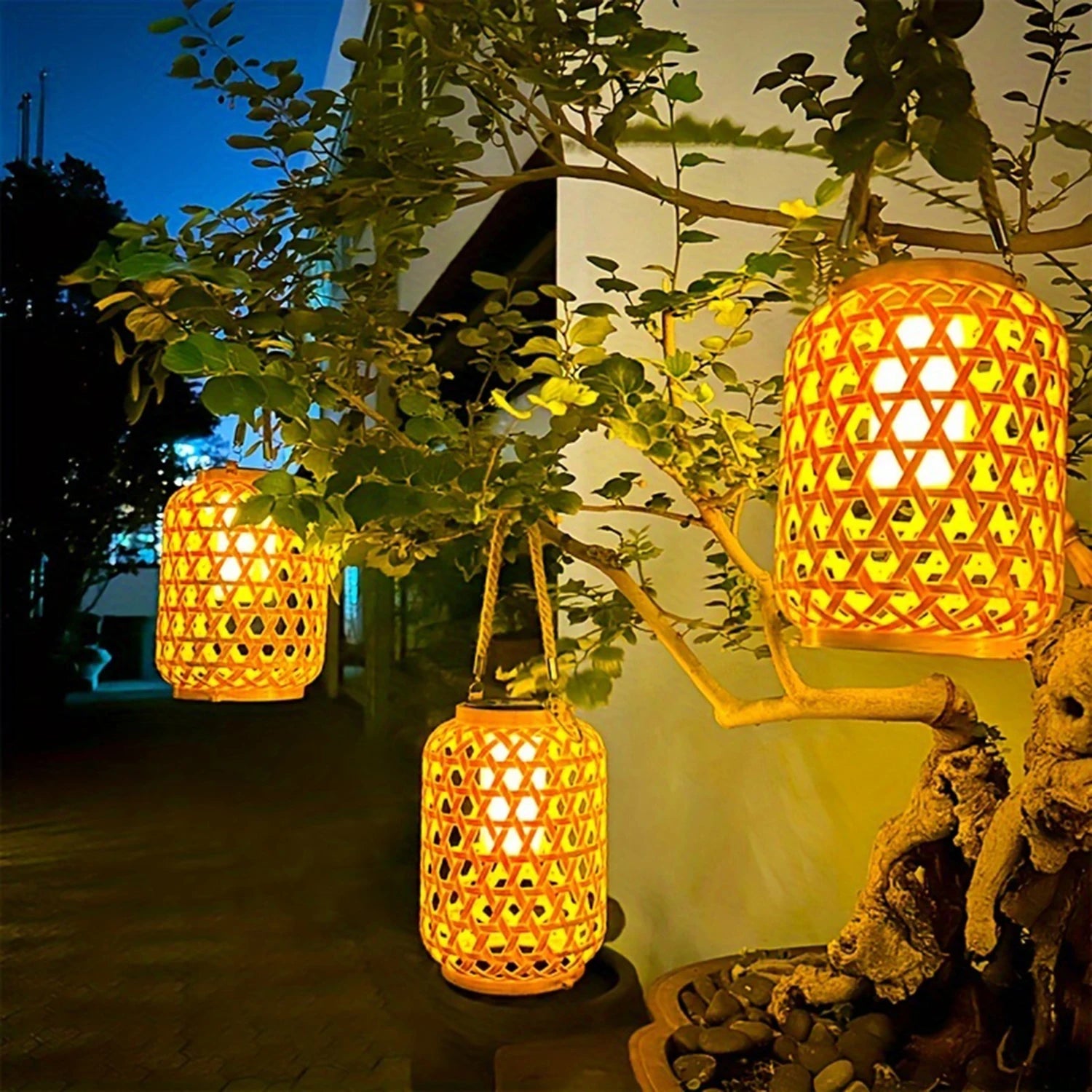 Solar Rattan Lantern – Waterproof & Rechargeable