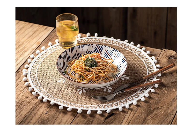 Boho Jute Placemats – 4- or 6-Piece Vintage Woven Table & Wall Mats