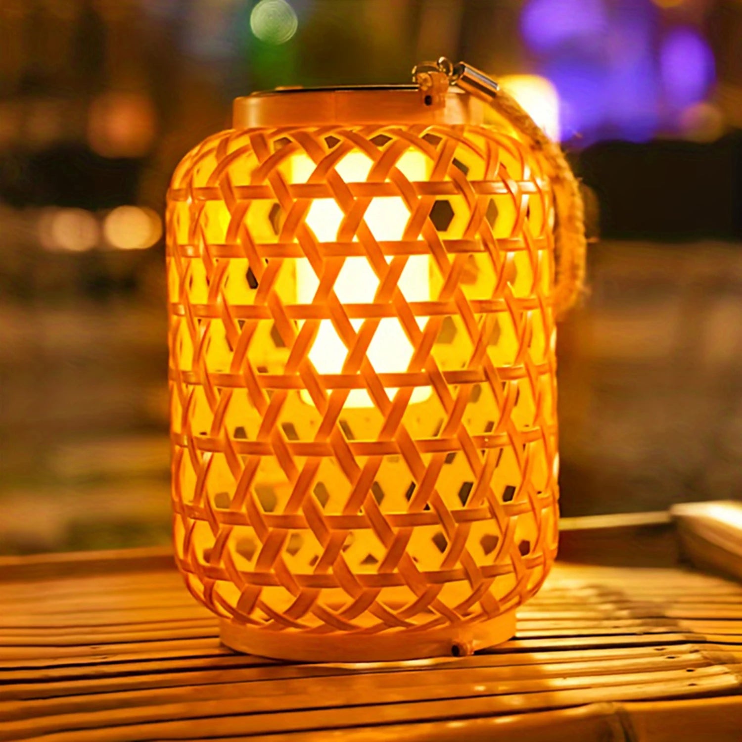 Solar Rattan Lantern – Waterproof & Rechargeable
