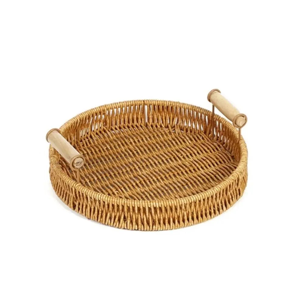Handwoven Rattan Serving Trays – Round & Rectangle Storage Baskets