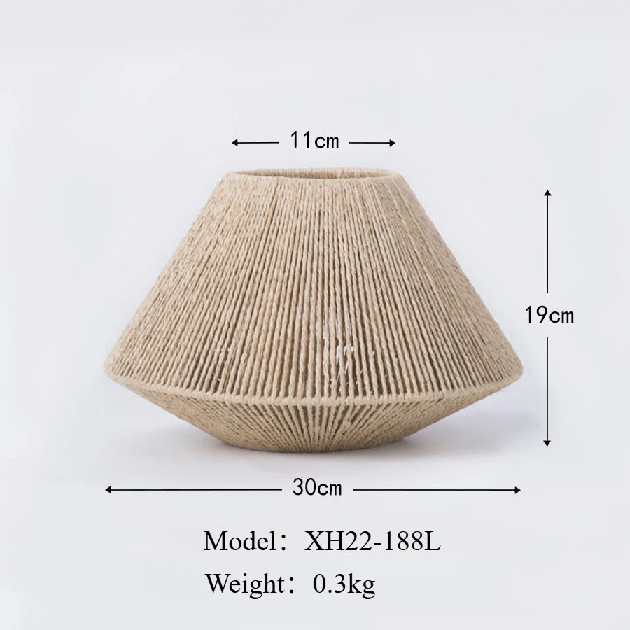 Hand-Woven Paper Rope Rattan Lampshade – Rustic Boho Lighting