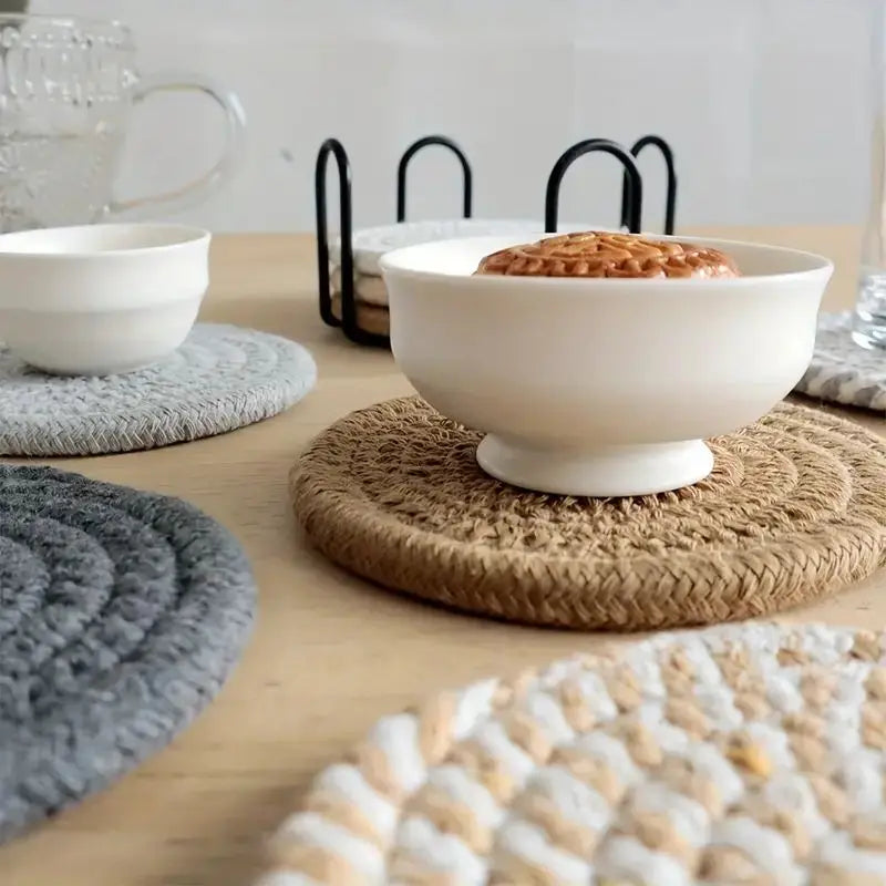 8-Piece Boho Cotton Drink Coasters – With or Without Holder