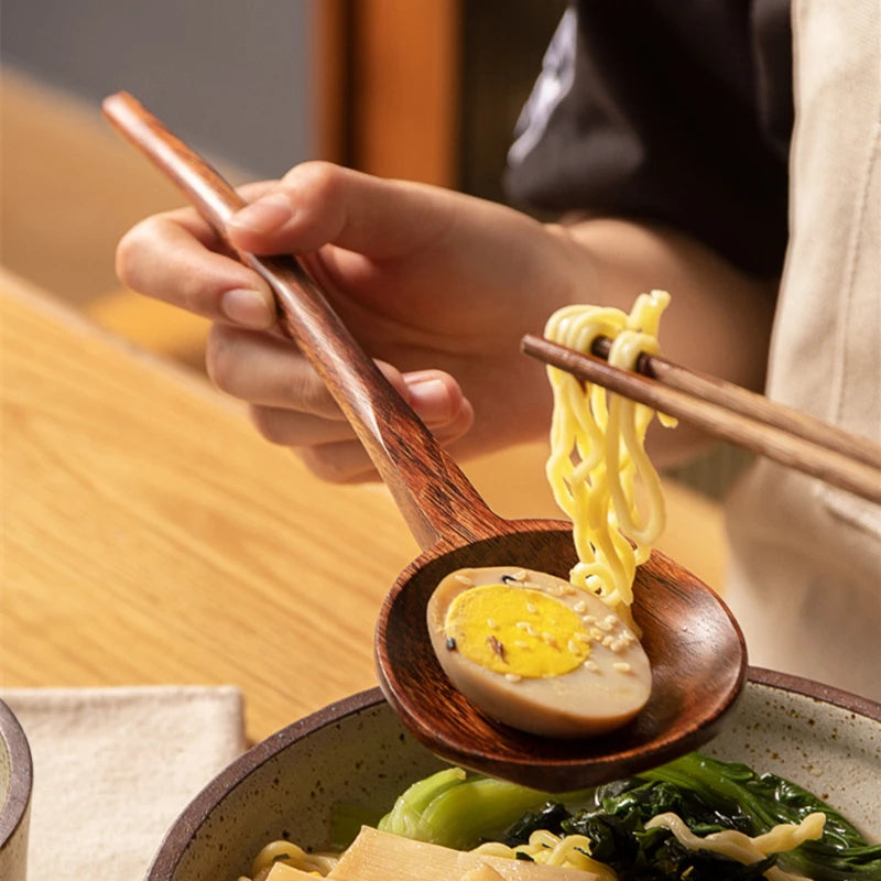 Japanese Ramen Spoon – Long-Handle Wooden Soup Ladle