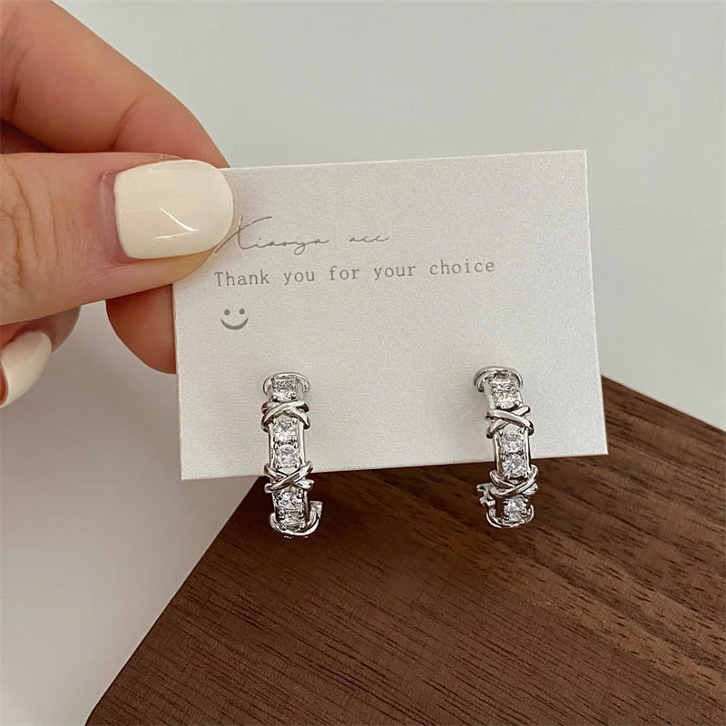 Vintage Zircon Cross Earrings