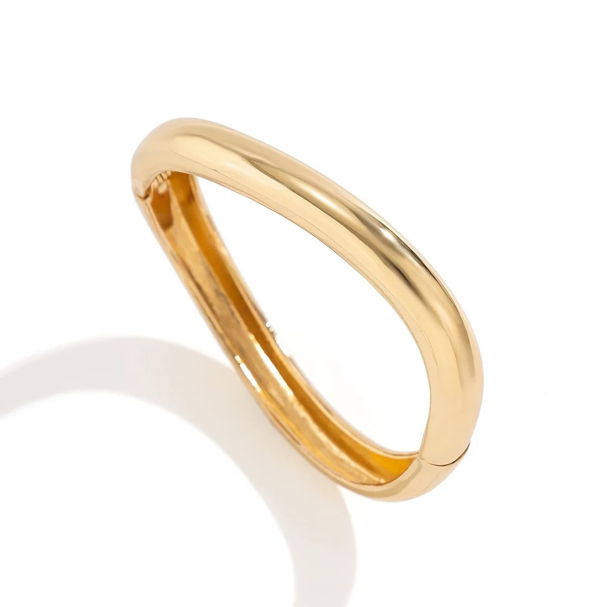 Bold Gold Cuff Bracelet – Irregular Glossy Bangle for Women & Men