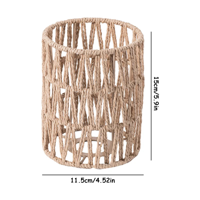 Boho Handwoven Rattan Pendant Lampshade – 11.5×15 cm | Bohemian Decor