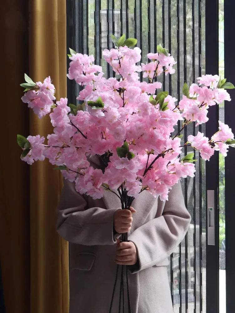 Artificial Cherry Blossom Branch – Soft Floral Decor for Living Room or Wedding