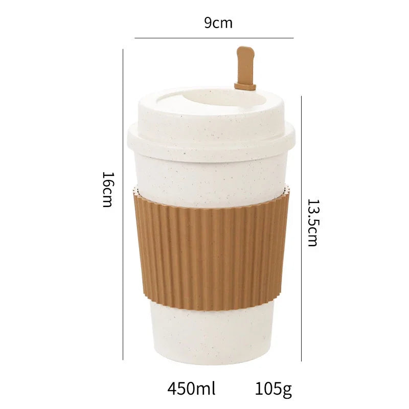 450ML Wheat Straw Travel Mug – Leak-Proof & Dishwasher Safe