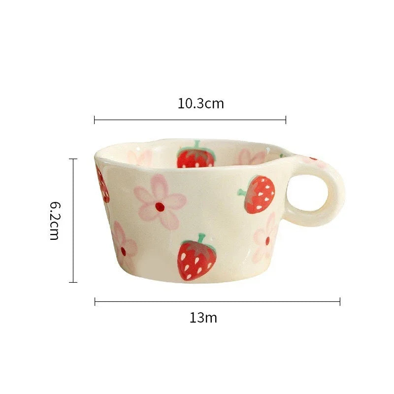 300ml Hand-Pinched Ceramic Mug – Hand-Drawn Floral Design