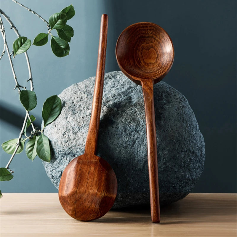 Japanese Ramen Spoon – Long-Handle Wooden Soup Ladle