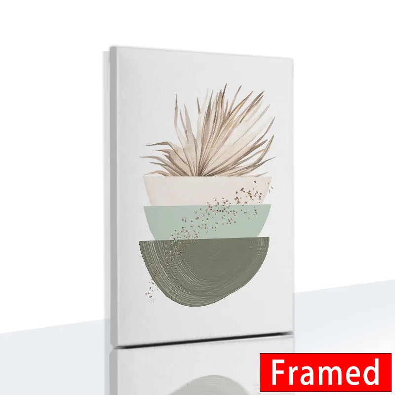 Sage Green Botanical Canvas – Framed Boho Leaf Art