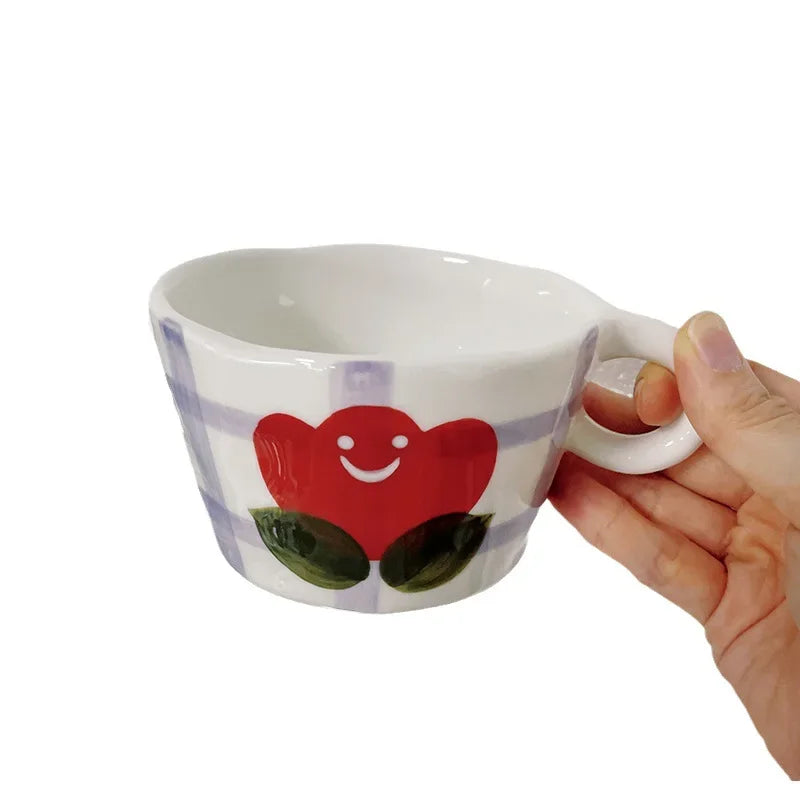 300ml Hand-Pinched Ceramic Mug – Hand-Drawn Floral Design