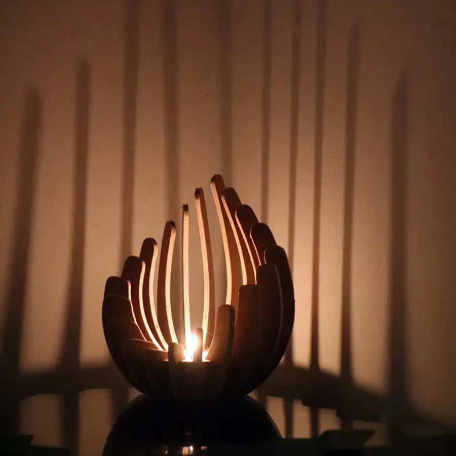 Handmade Wood Tea Light Holder - Natural Candle