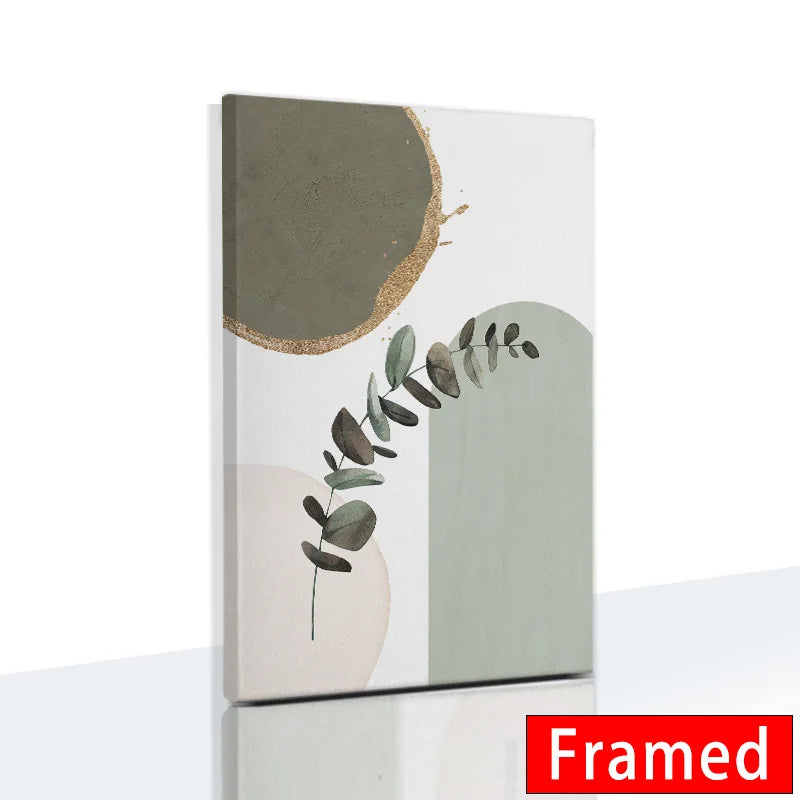 Sage Green Botanical Canvas – Framed Boho Leaf Art