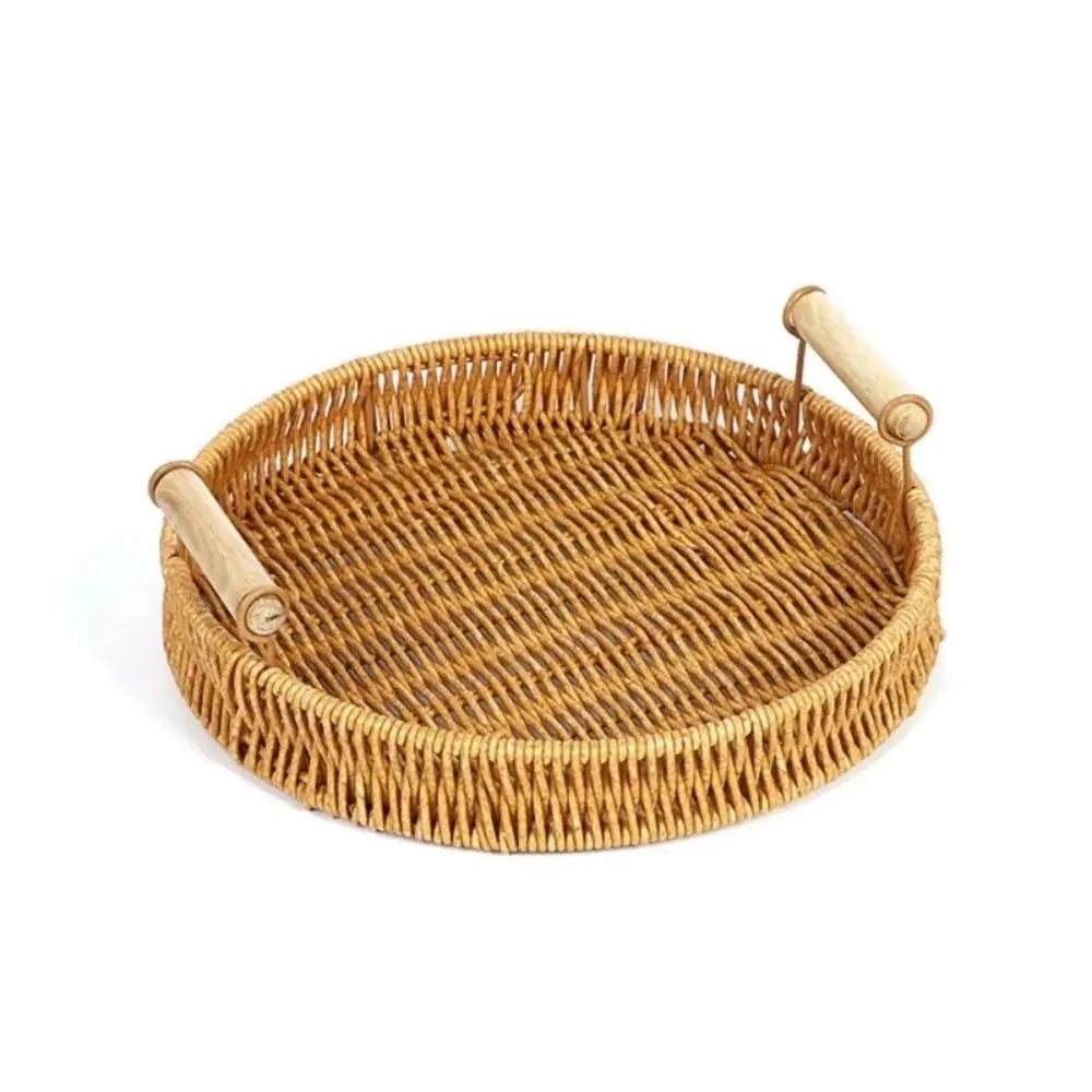 Handwoven Rattan Serving Trays – Round & Rectangle Storage Baskets