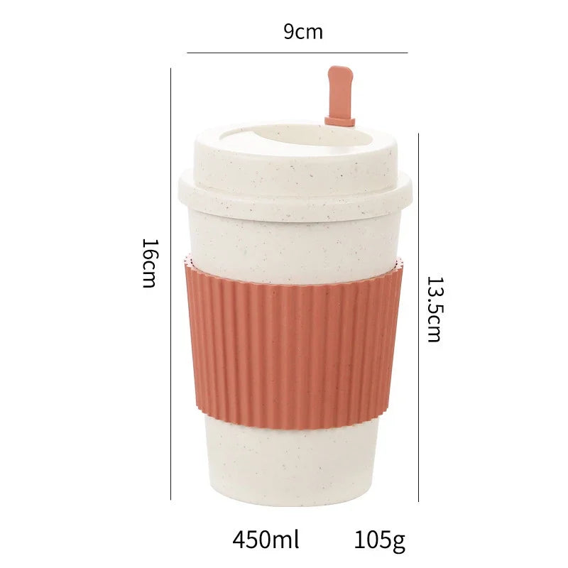 450ML Wheat Straw Travel Mug – Leak-Proof & Dishwasher Safe