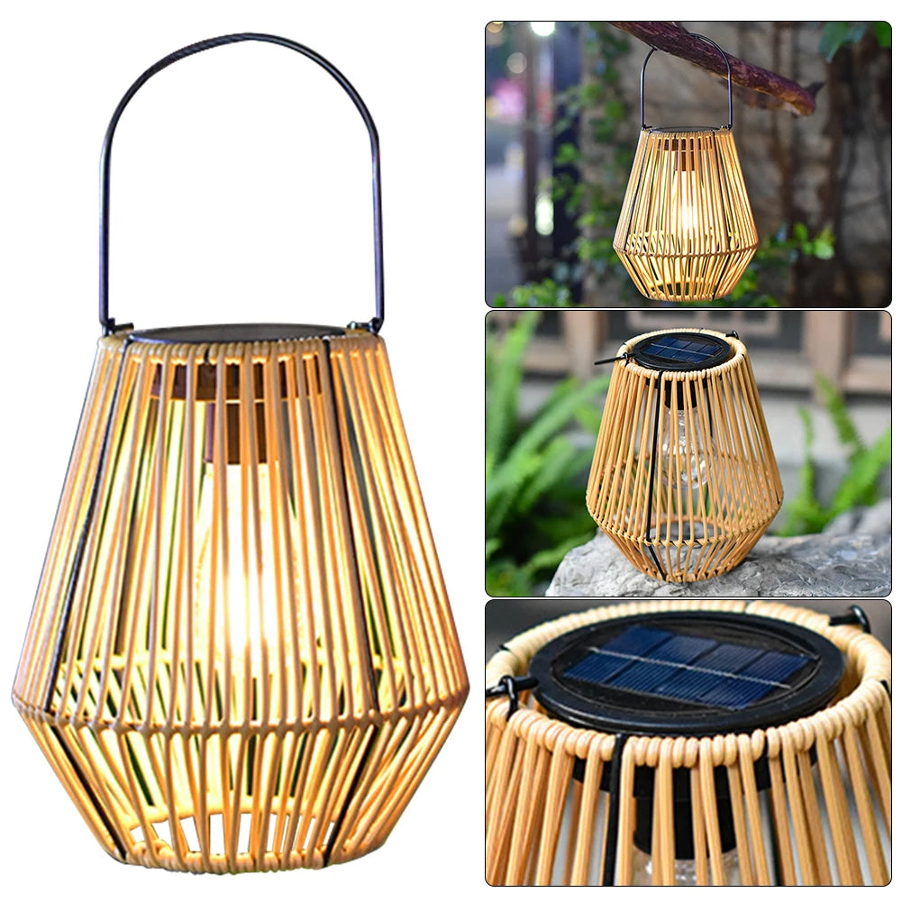 Large Rattan Solar Lantern Waterproof
