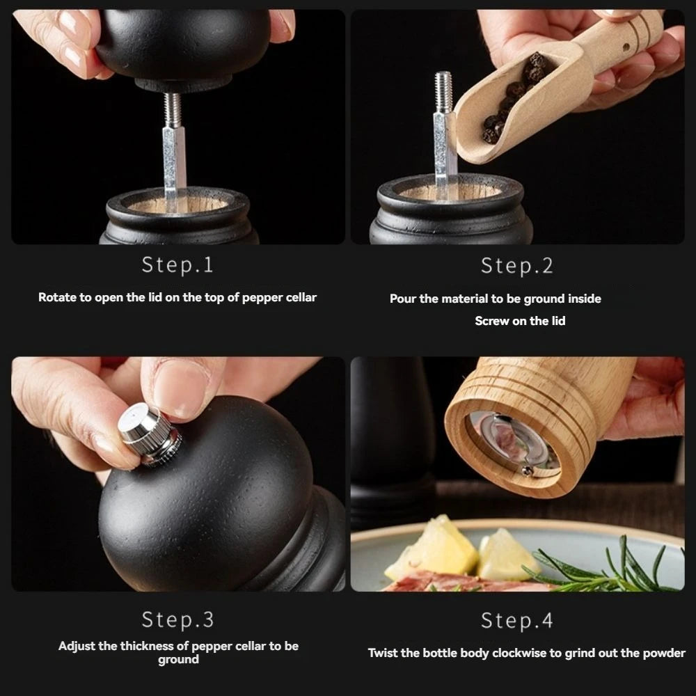 Dutch Style Wooden Pepper Mill – Adjustable Spice Grinder