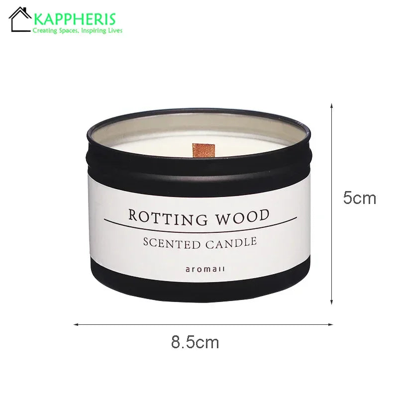 Black Tin Scented Candle – Wooden Wick & Citronella