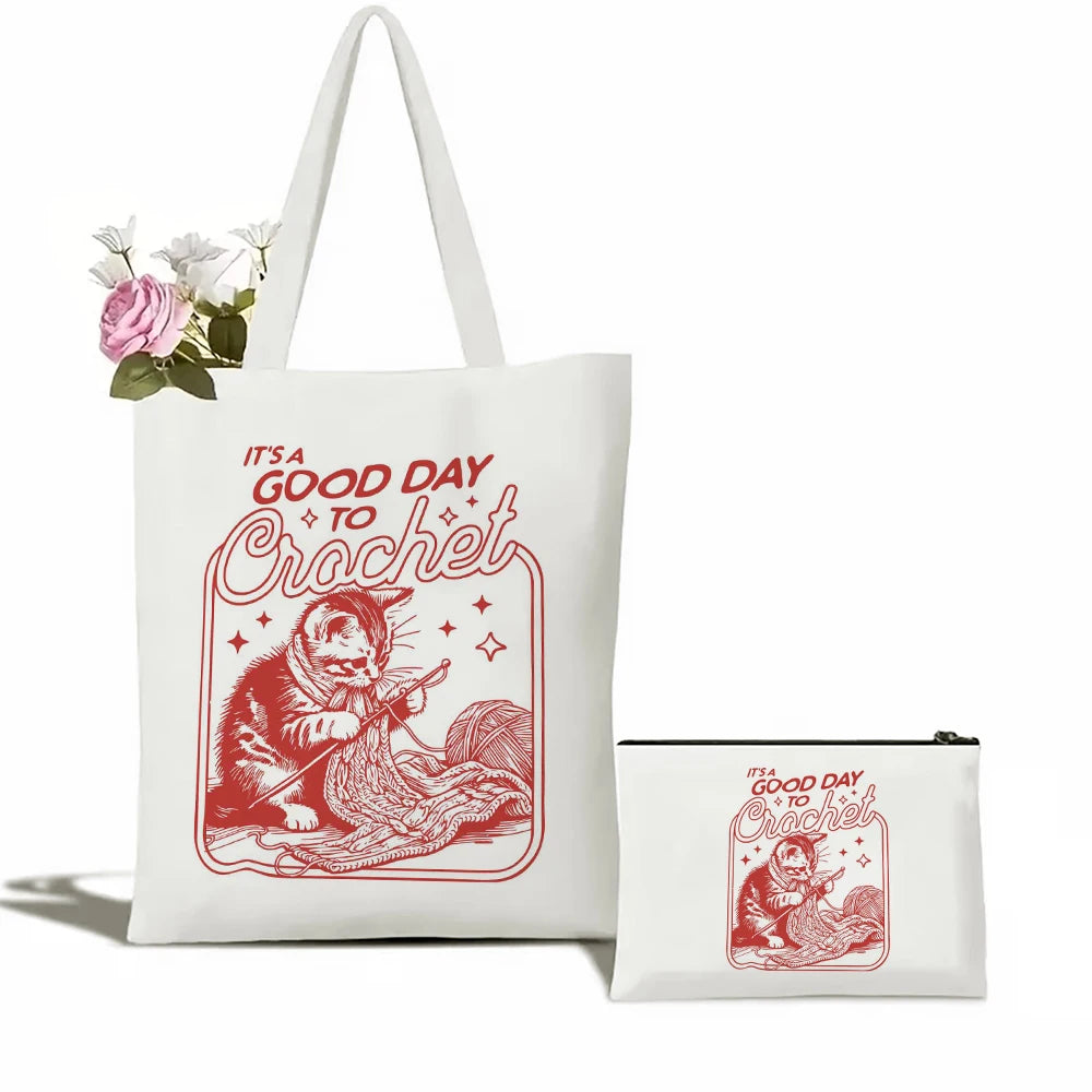It’s A Good Day To Crochet” Tote Bag – Eco-Friendly Cotton Shopper