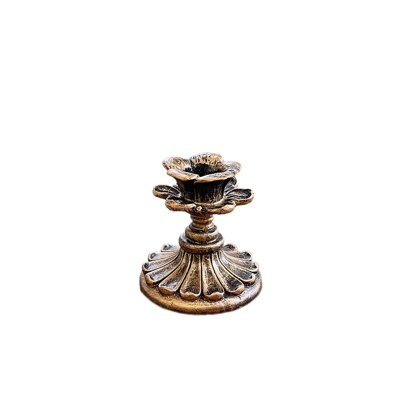 Vintage Resin Taper Candlestick Holder – Antique Bronze Wedding Décor