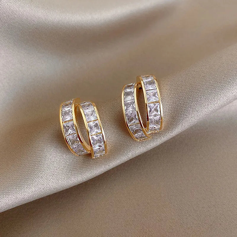 Vintage Zircon Cross Earrings
