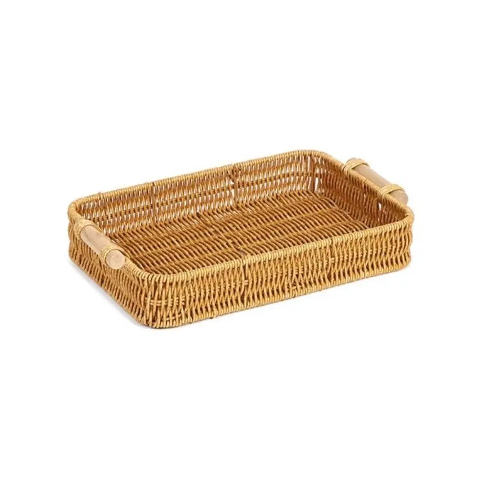 Handwoven Rattan Serving Trays – Round & Rectangle Storage Baskets