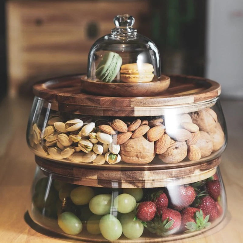 Glass Storage Containers with Wooden Lid – Kitchen Organizer