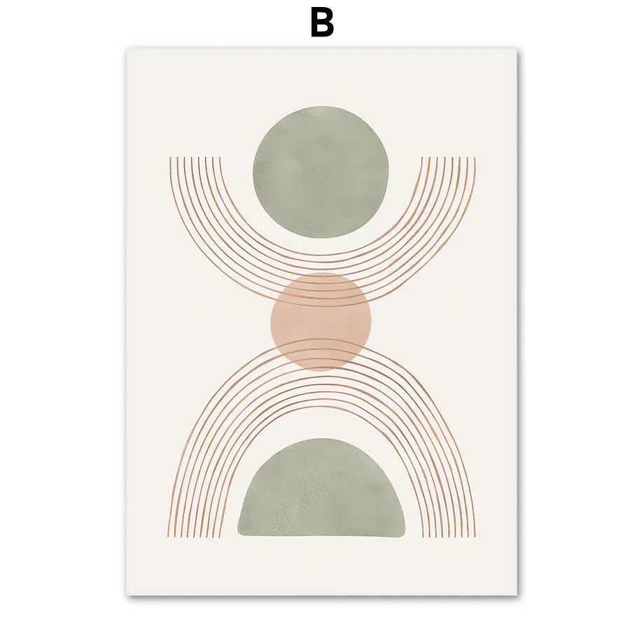Boho Rainbow Leaf Wall Art – Abstract Geometric Canvas Print